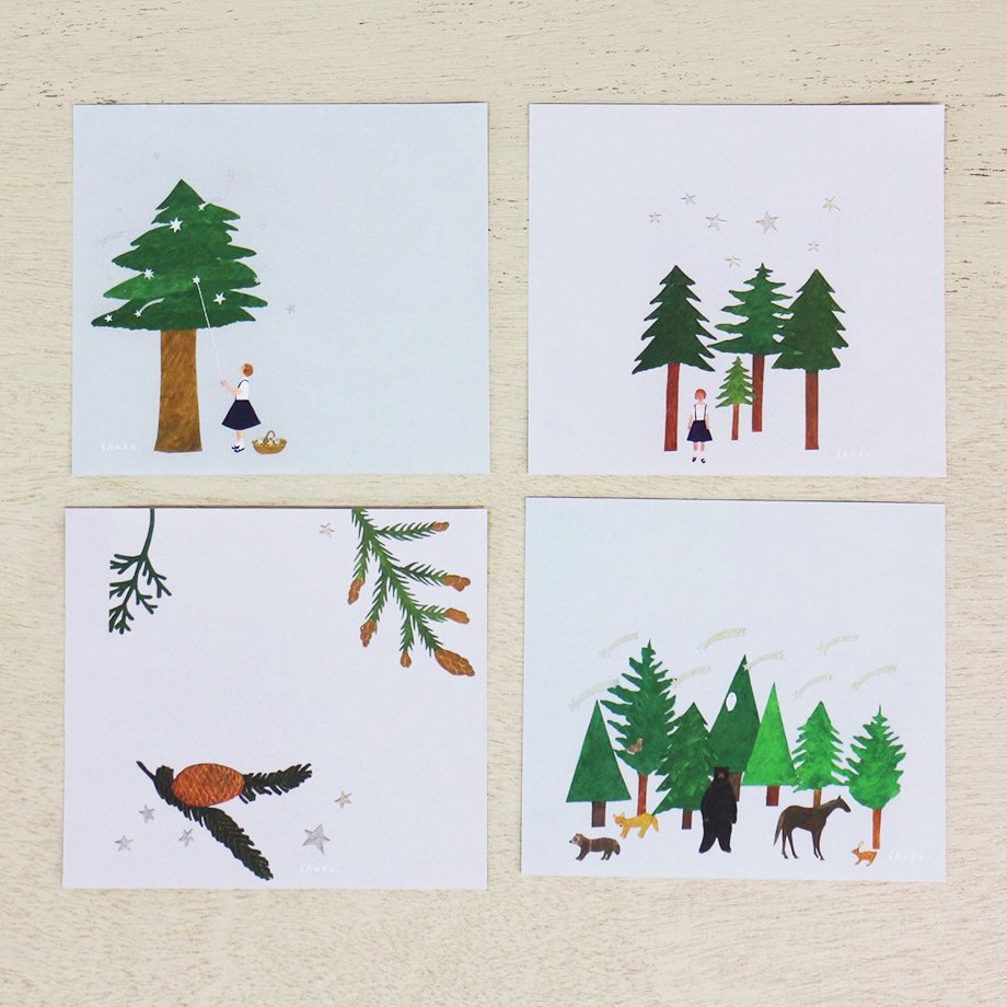 Nishi Shuku Square Memo Pad - Night Forest