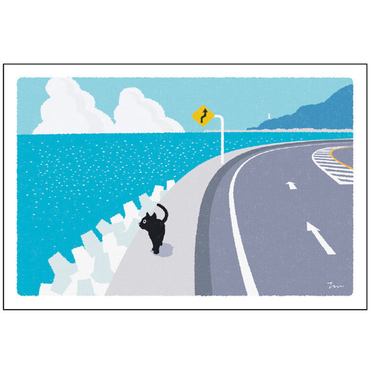 Traveling Cat Postcard - Summer / Seaside