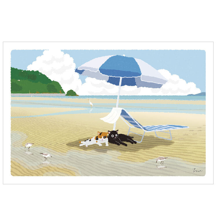 Traveling Cat Postcard - Summer / Beach
