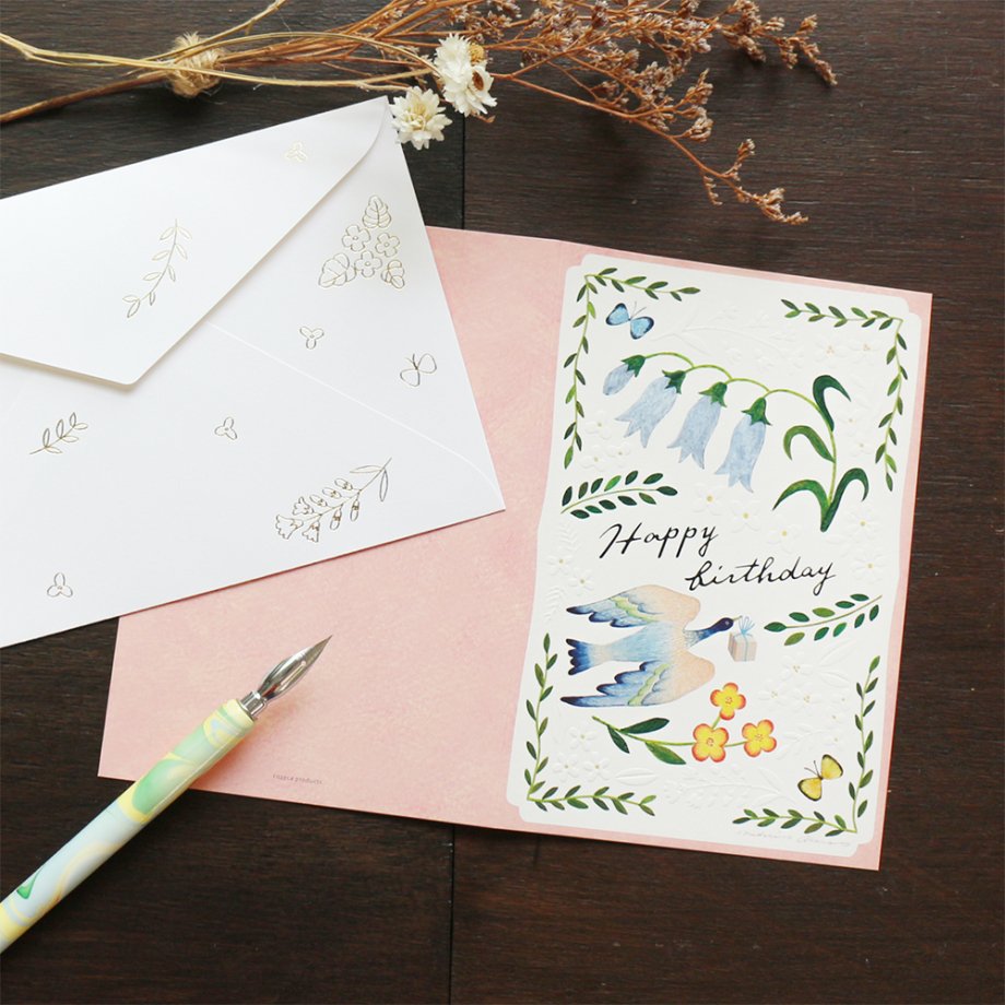 Midori Asano Birthday Card - Botanical Pink