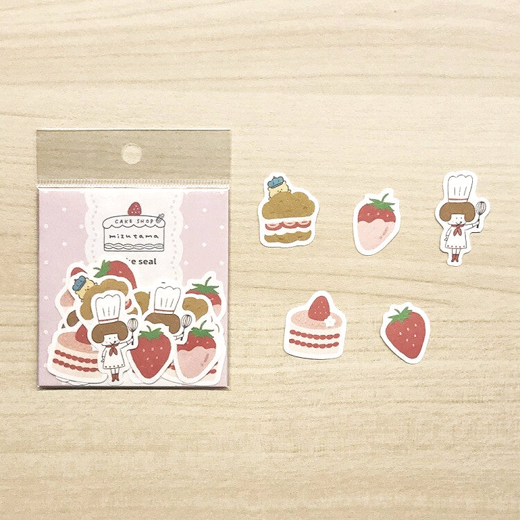 mizutama Flake Stickers - Strawberry Cakes