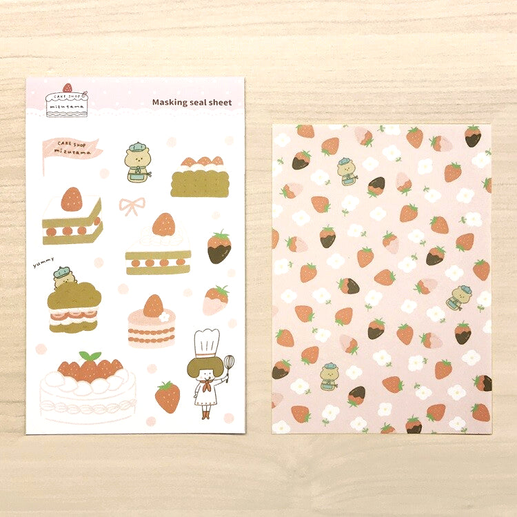 mizutama / Deco Stickers Set - Strawberry Cakes (2 sheets)
