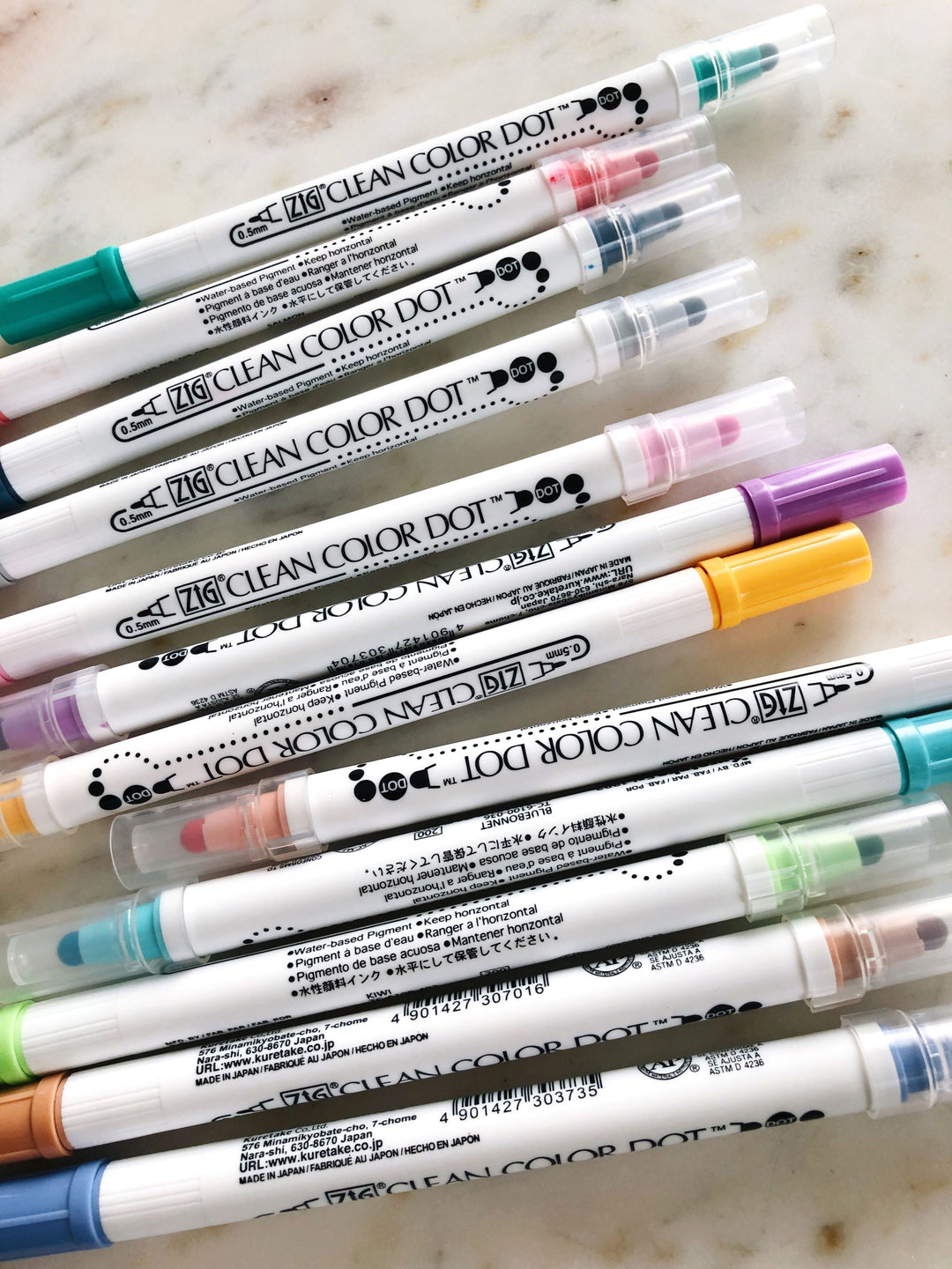 Kuretake Zig Clean Color Dot Dual Tip Markers 4/Pkg Assorted Colors