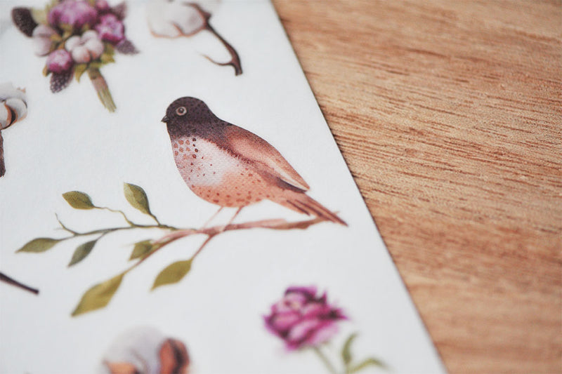 MU Print-on Stickers - Bird Garden Cotton Field