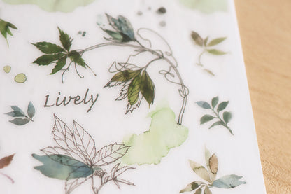 MU Print-on Stickers - Green-blue Ink Leaves