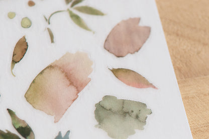 MU Print-on Stickers - Green-blue Ink Leaves