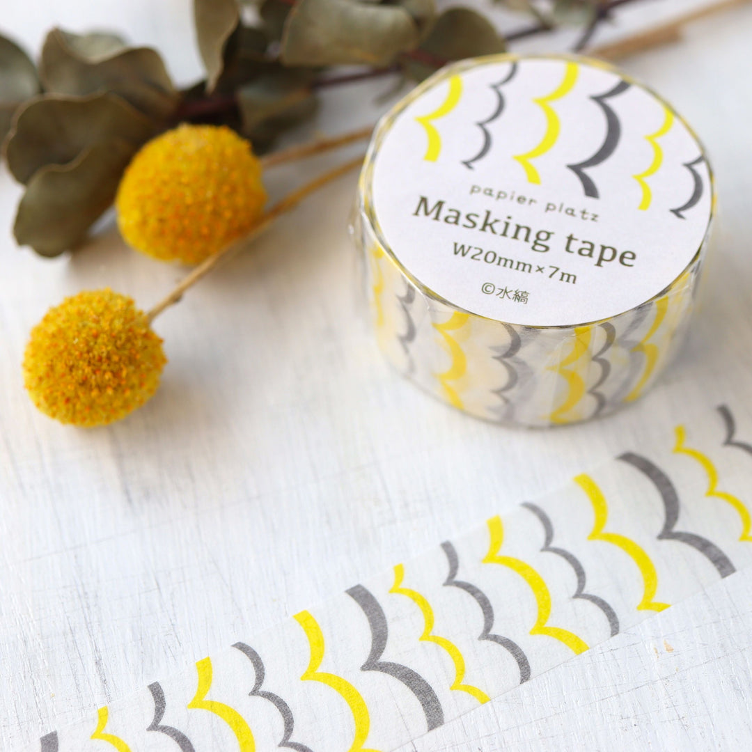 mizushima Washi Tape - Yellow Wave
