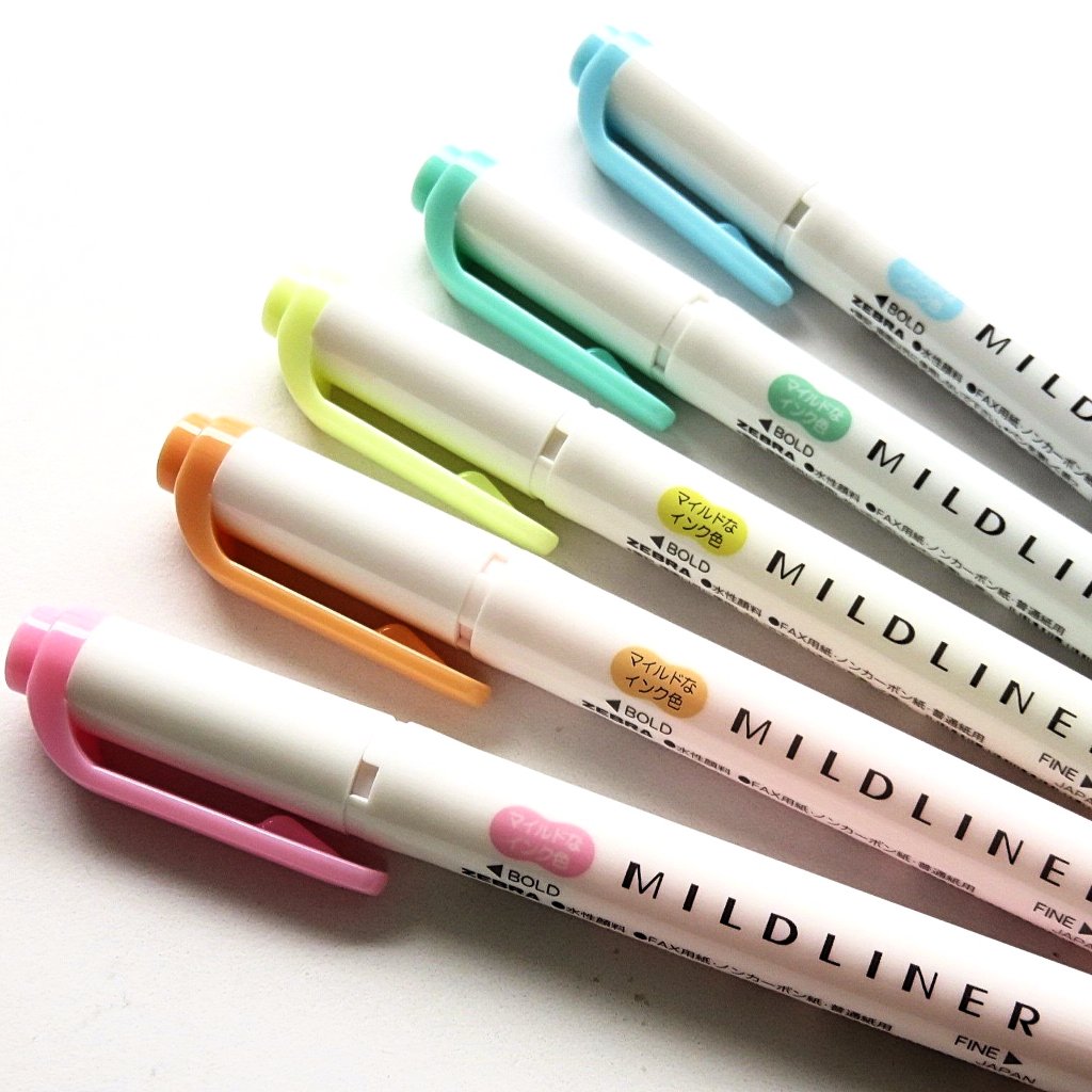 Zebra / Mildliner Highlighters - Neon (5 Colors)