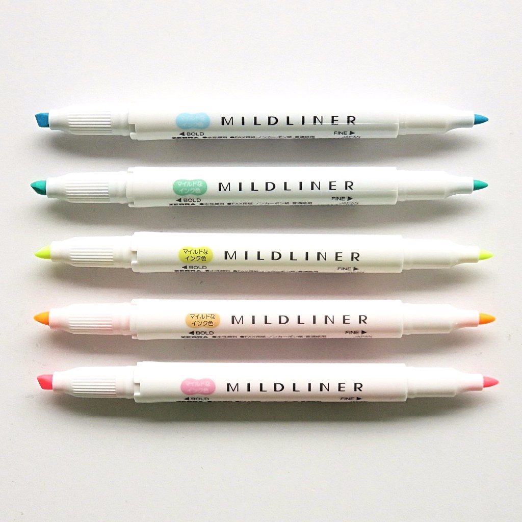 Zebra / Mildliner Highlighters - Neon (5 Colors)