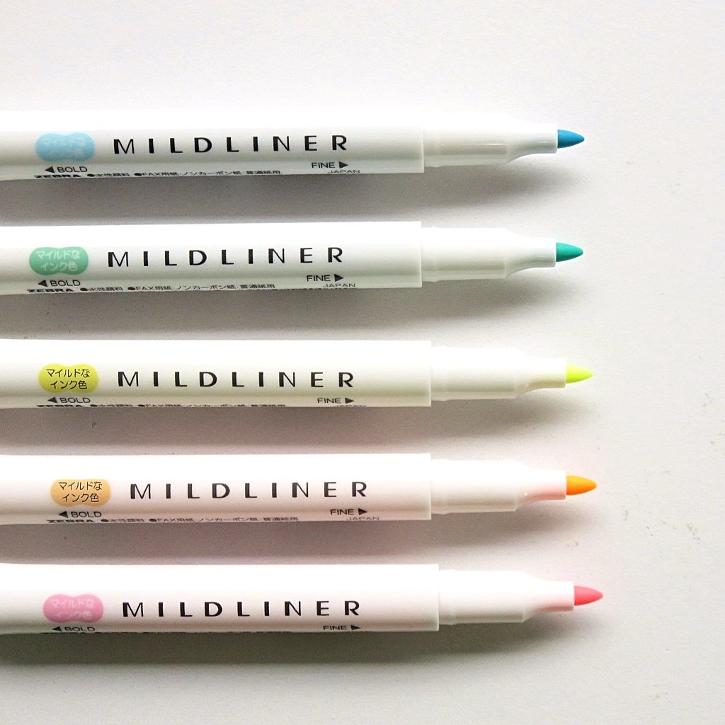 Zebra / Mildliner Highlighters - Neon (5 Colors)