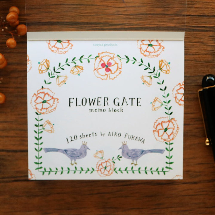 Aiko Fukawa Square Memo Pad - Flower Gate