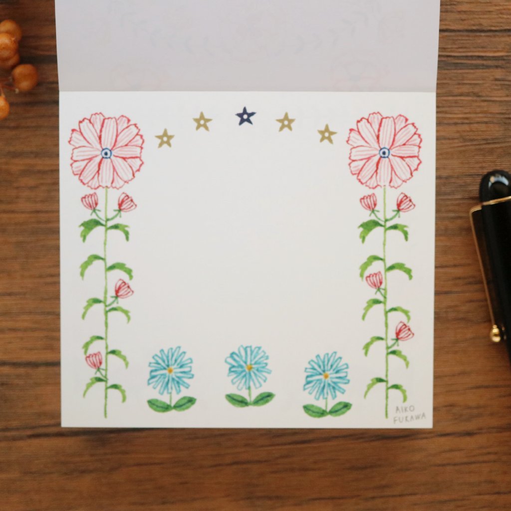 Aiko Fukawa Square Memo Pad - Flower Gate