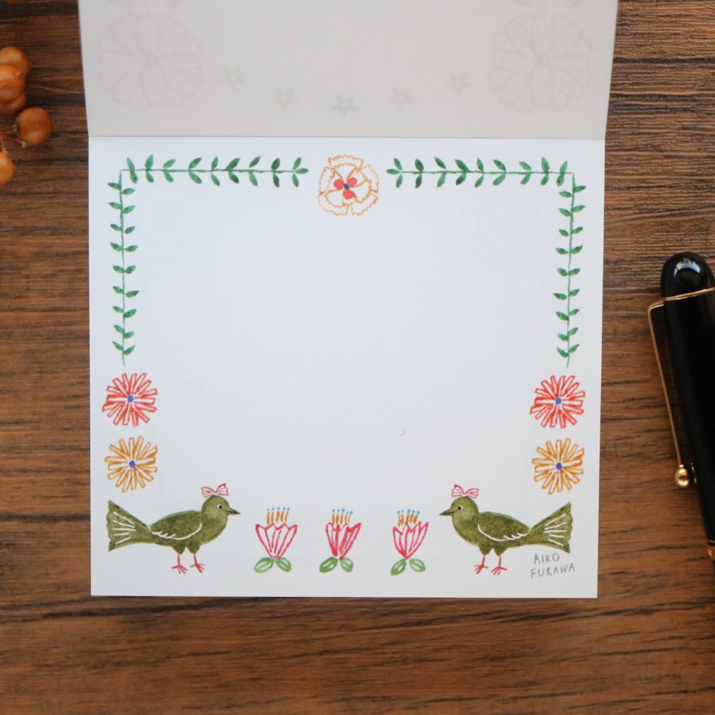 Aiko Fukawa Square Memo Pad - Flower Gate