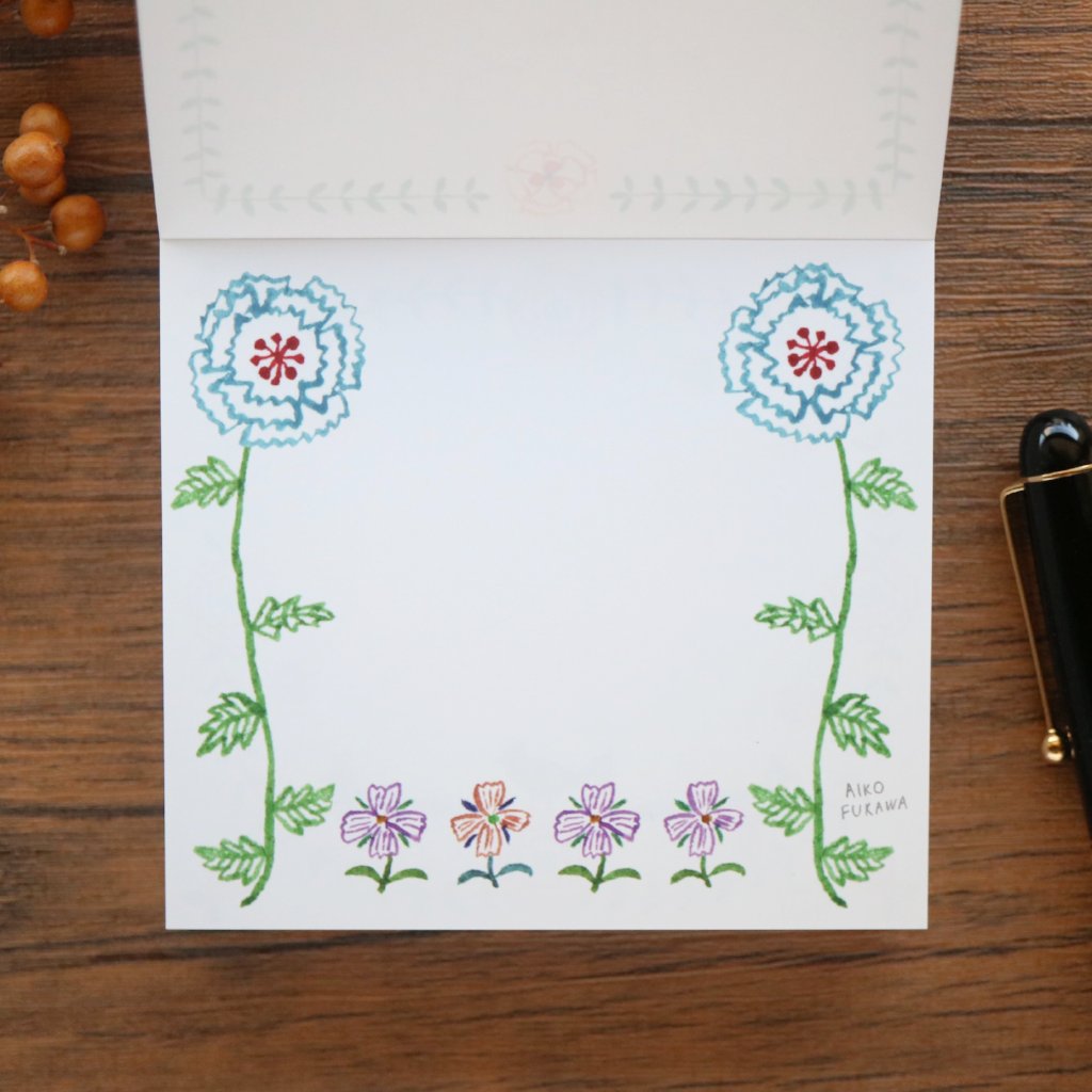 Aiko Fukawa Square Memo Pad - Flower Gate