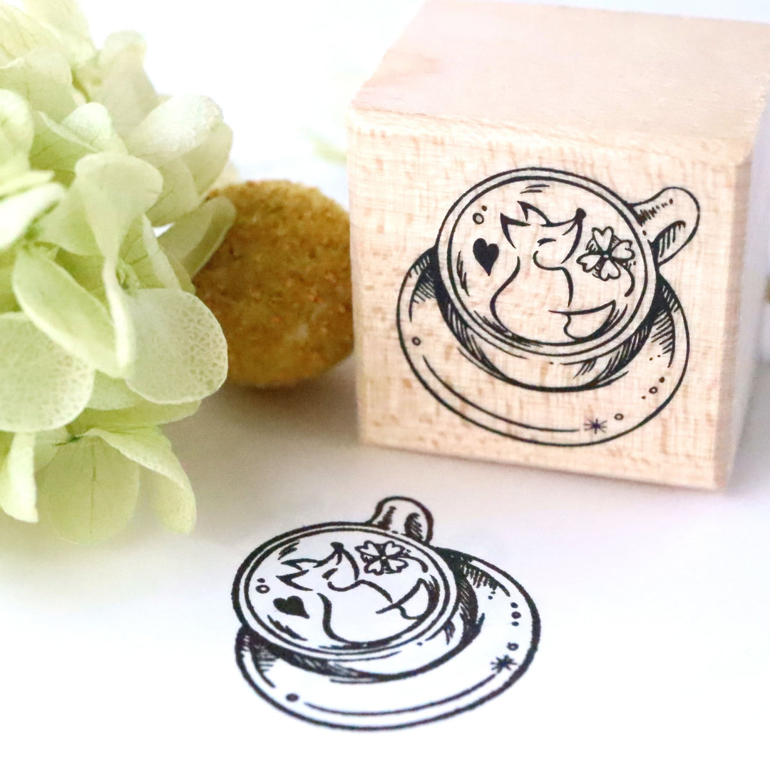 Rubber Stamp - Fox Latte Art