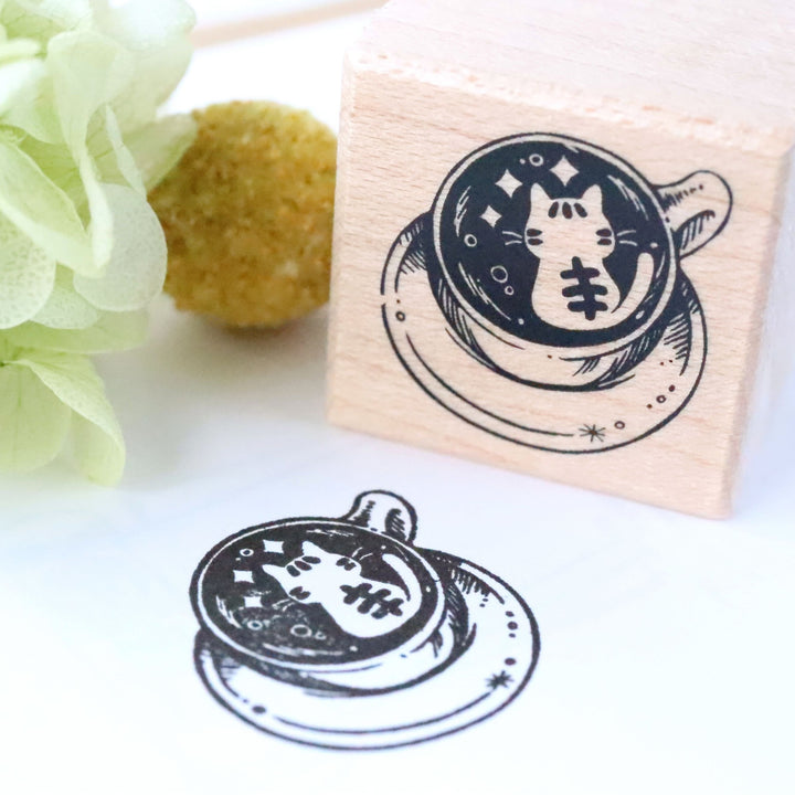 Rubber Stamp - Cat Latte Art