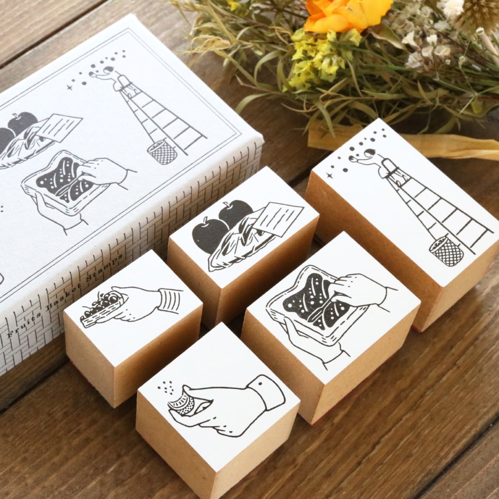 Rakui Hana Rubber Stamps Set - Fruit Basket
