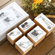 Rakui Hana Rubber Stamps Set - Fruit Basket