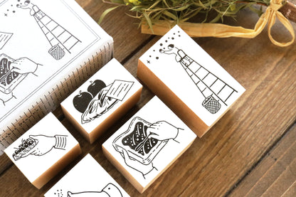 Rakui Hana Rubber Stamps Set - Fruit Basket