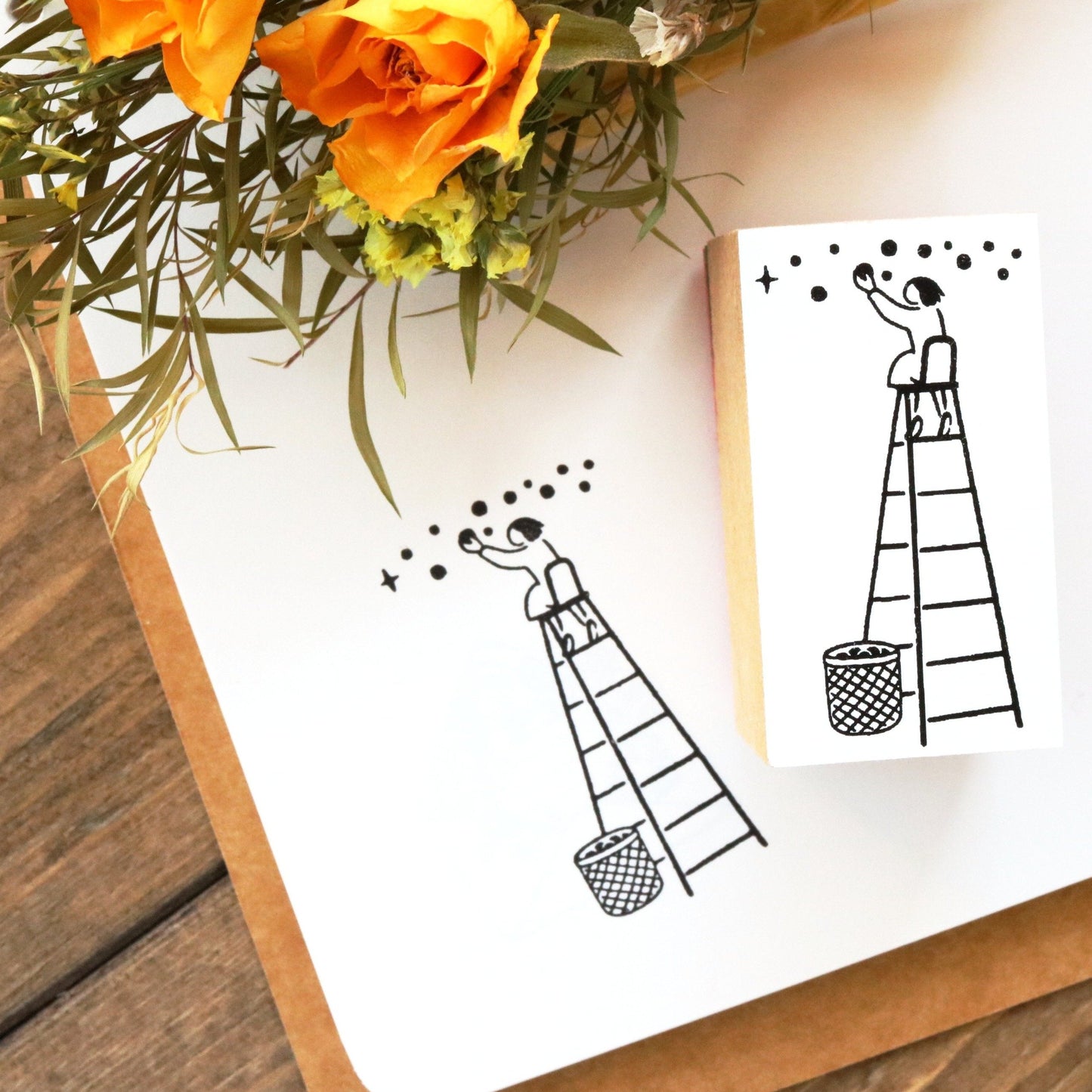 Rakui Hana Rubber Stamps Set - Fruit Basket