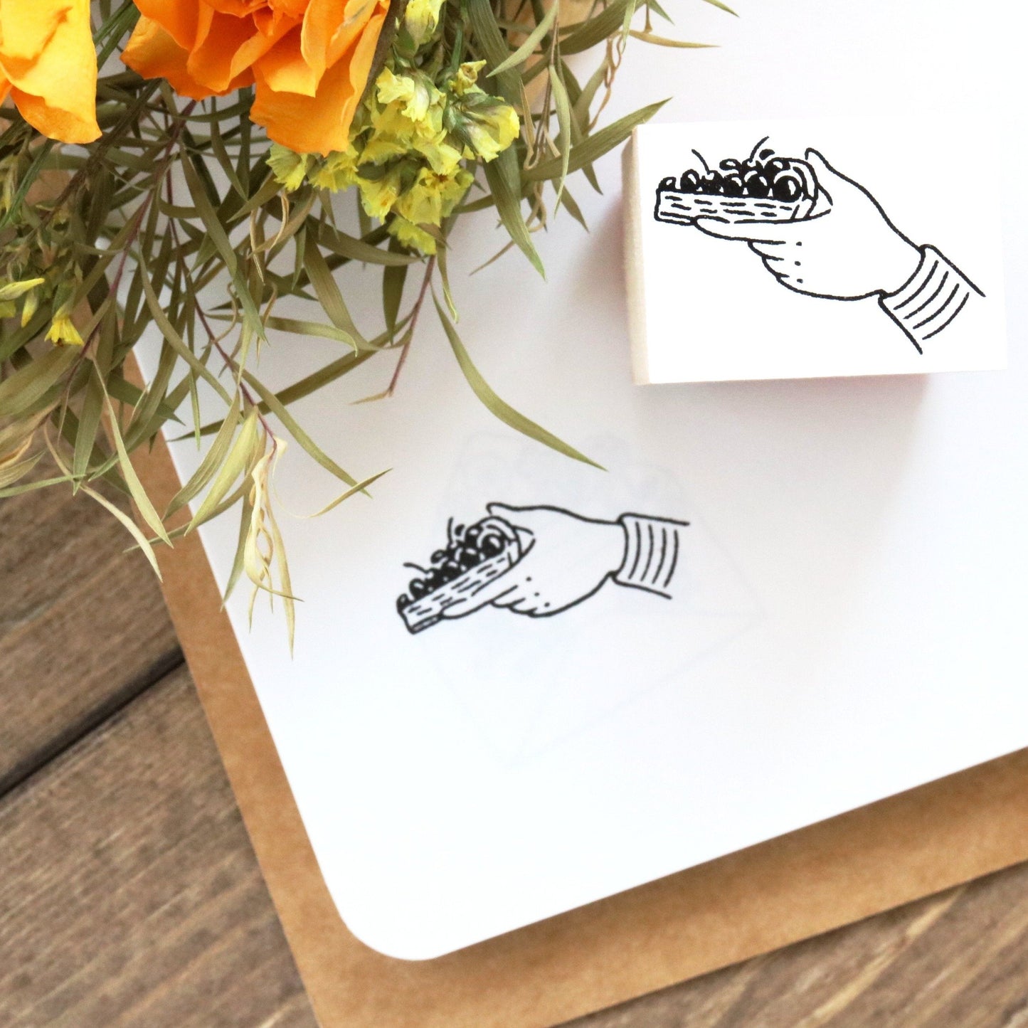 Rakui Hana Rubber Stamps Set - Fruit Basket