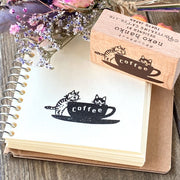 Pottering Cat / Rubber Stamp - Coffee
