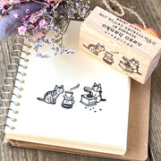 Pottering Cat / Rubber Stamp - Coffee