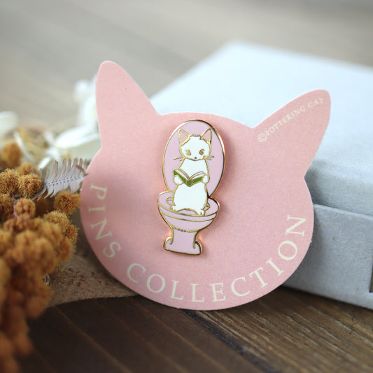 Pottering Cat / Cat Pin - Reading