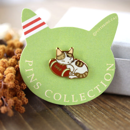Pottering Cat Cat Pin - Rugby