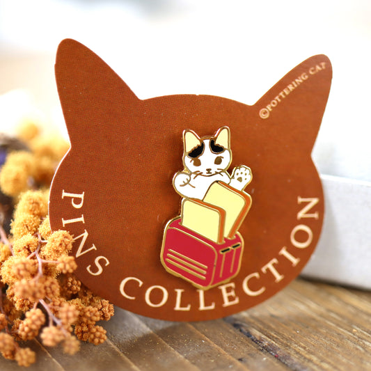 Pottering Cat / Cat Pin - Toaster