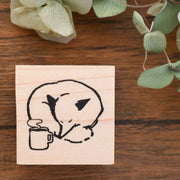 momoro Fox Rubber Stamp - Coffee Time