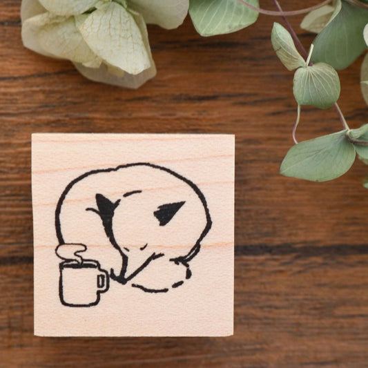 momoro Fox Rubber Stamp - Coffee Time