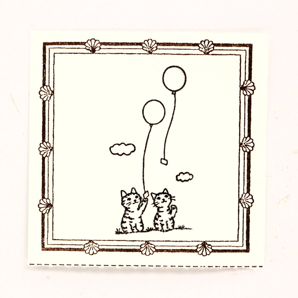 Cute cats with balloons rubber stamp great for your letters, traveler's notebook, planner, journal and lots more.  Available at Cute Things from Japan.