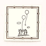 Cute cats with balloons rubber stamp great for your letters, traveler's notebook, planner, journal and lots more.  Available at Cute Things from Japan.