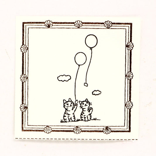 Cute cats with balloons rubber stamp great for your letters, traveler's notebook, planner, journal and lots more.  Available at Cute Things from Japan.