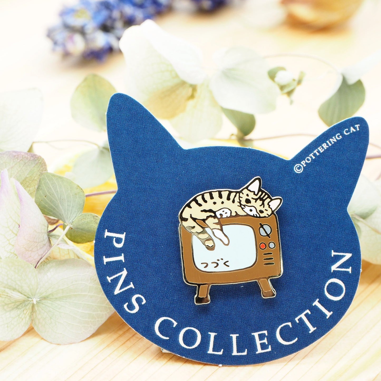 Pottering Cat Cat Pin - Sleeping on TV