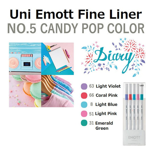 Uni Emott Fine Liner Set - Candy Pop No.5