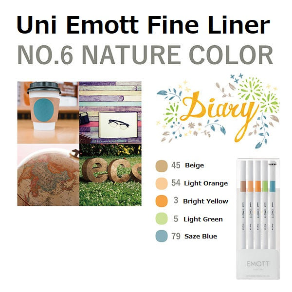 Uni Emott Fine Liner Set - Nature No.6