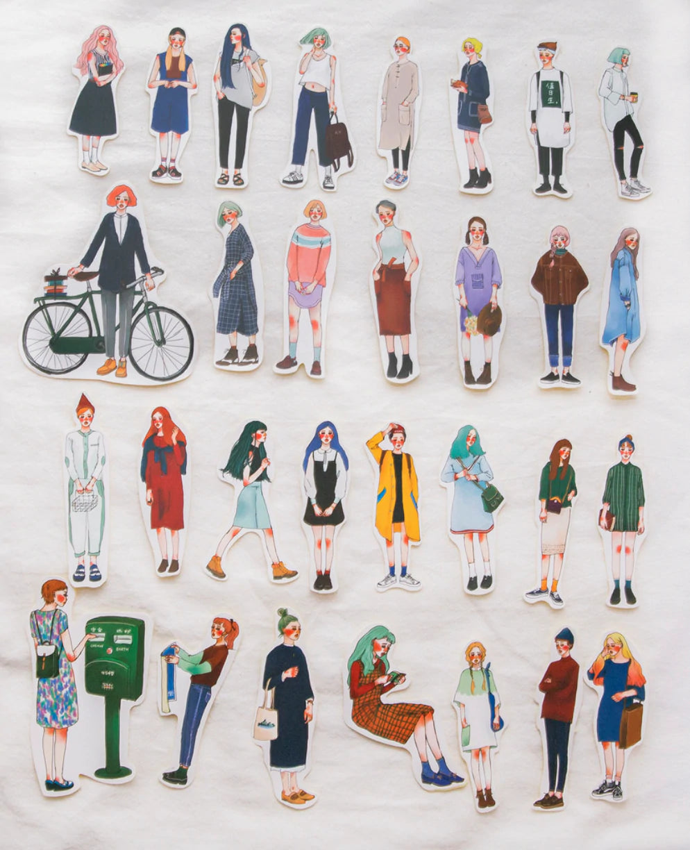 Sticker Set - Stationery Girls (30 pieces)