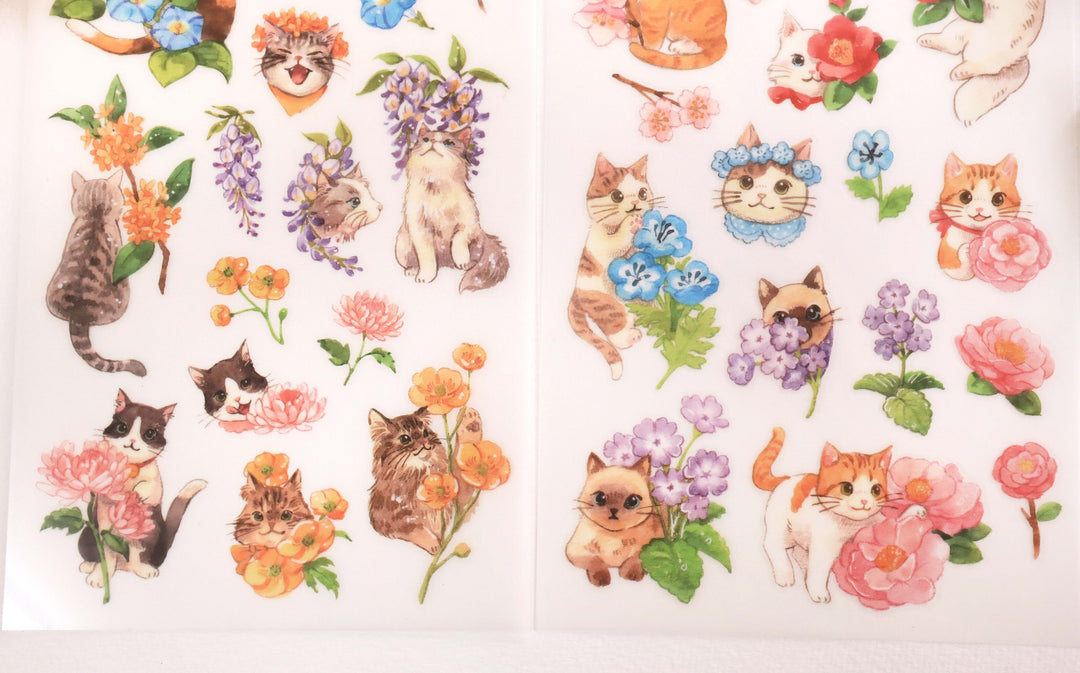 Print-on Stickers - Flower and Cat