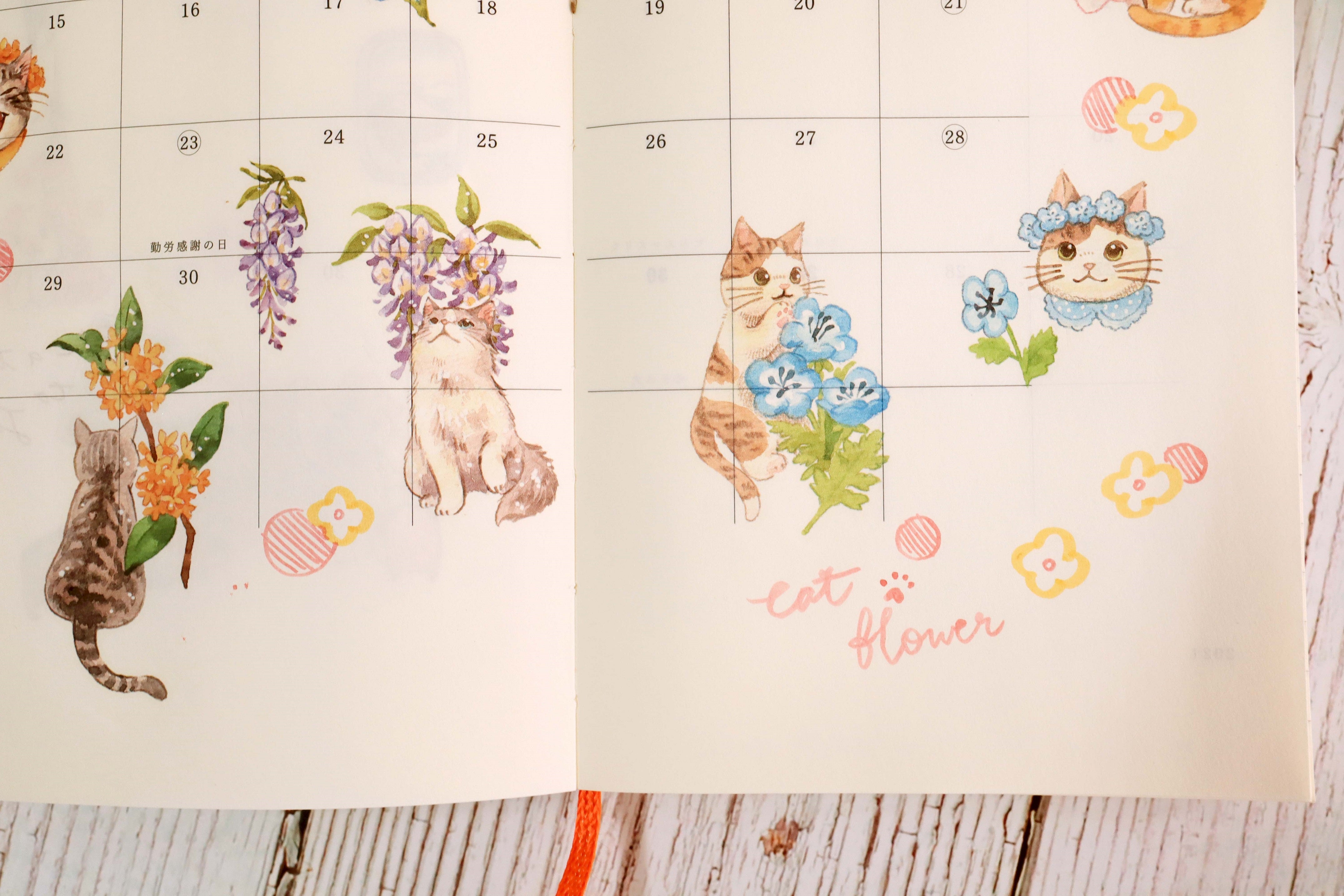 Print-on Stickers - Flower and Cat