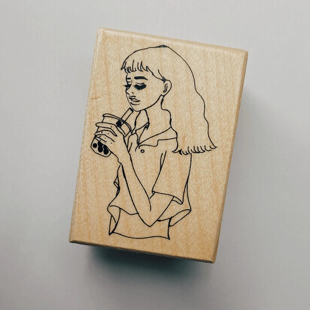 Rubber Stamp - Bubble Tea Girl