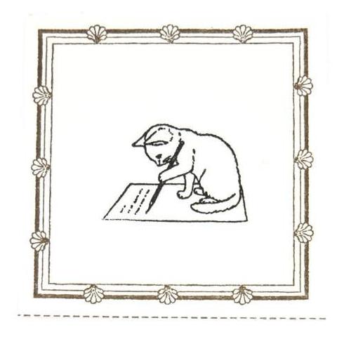 Cute Pottering letter writing cat rubber stamp for your traveler's notebook, hobonichi, planner and journal.  Available at Cute Things from Japan.