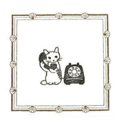 Cute Pottering Cat calling rubber stamp great for your letters and craft project.  Available at Cute Things from Japan.