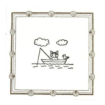 Cute Pottering Cat fishing rubber stamp for your traveler's notebook, hobonichi, planner and journal.  Available at Cute Things from Japan.