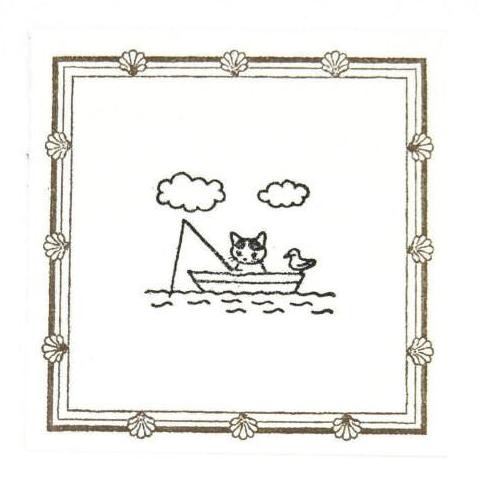 Cute Pottering Cat fishing rubber stamp for your traveler's notebook, hobonichi, planner and journal.  Available at Cute Things from Japan.