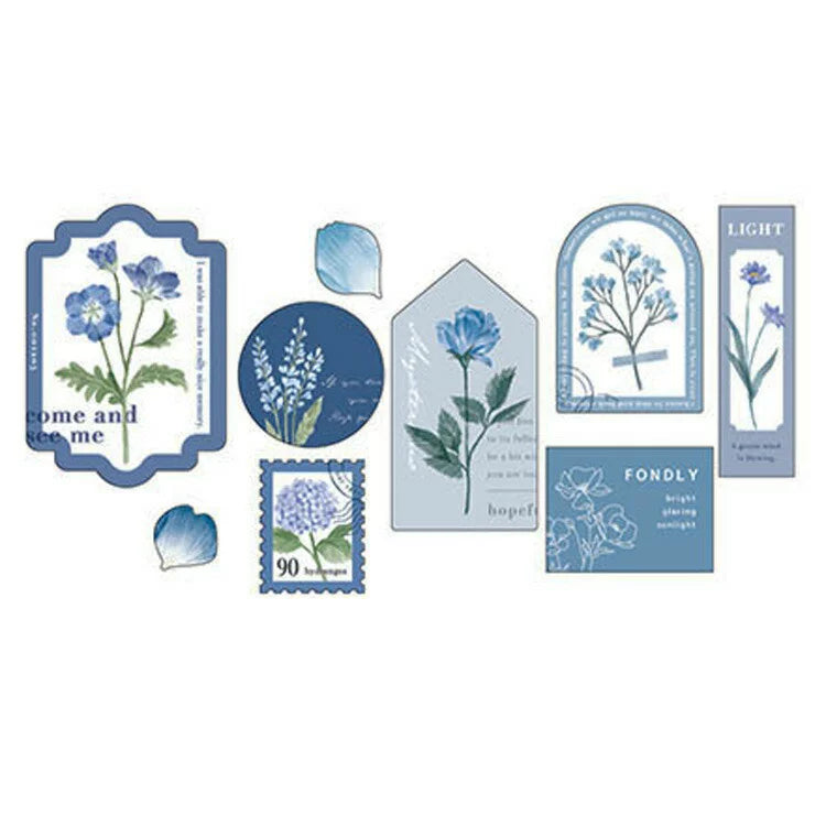 Pressed Flower Flake Stickers - Cobalt Blue