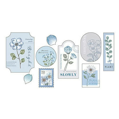 Pressed Flower Flake Stickers - Light Blue