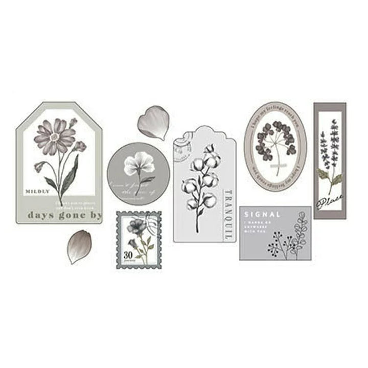 Pressed Flower Flake Stickers - Gray