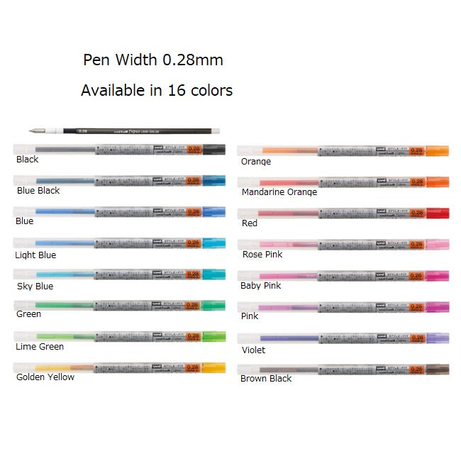 Uni Style Fit Refill Ink - 0.28mm (16 colors)